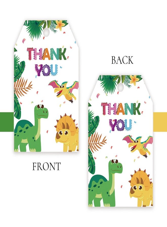 FORSHEEP 50pcs Dinosaur Thank You Tags, Dinosaur Gift Tag with String for Boy Birthday Party, Thank You Paper Tags for Dino Themed Gender Reveal/Jurassic Birthday Party Favors - Image 4
